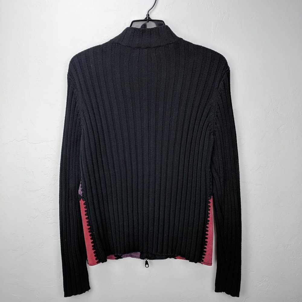 Patchwork Leather Sweater Jacket - image 4